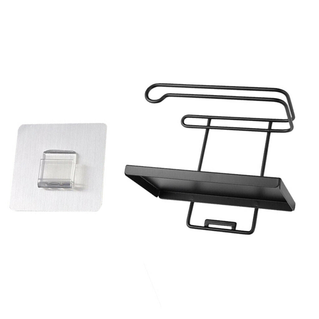 Wall Mounted Kitchen Shelf Bathroom Iron Toilet Roll Storage Rack Black