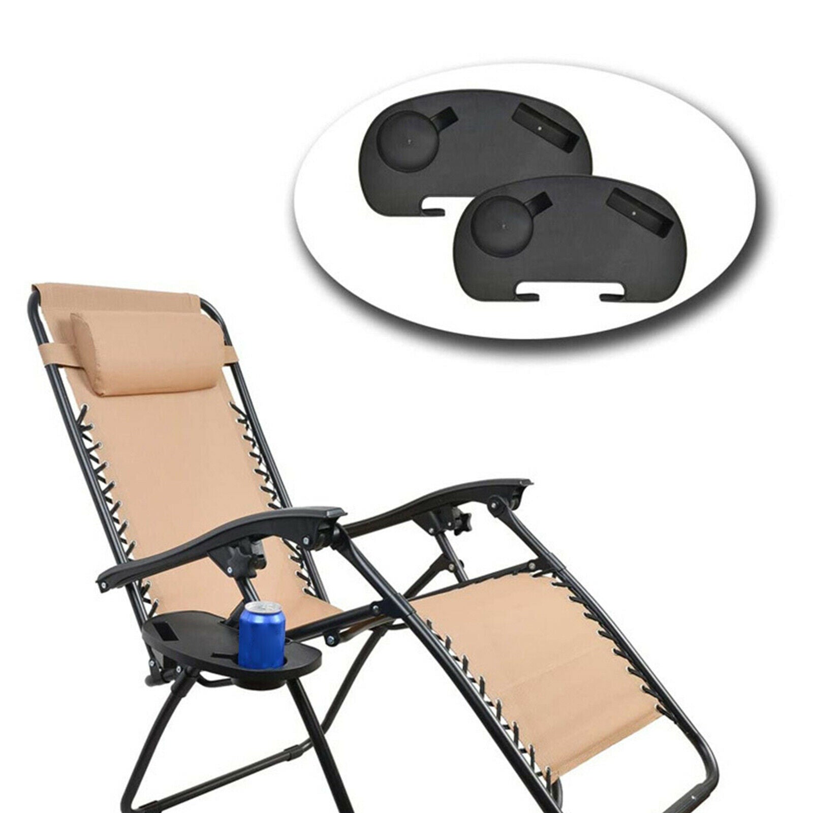 1pc Universal Anti Gravity Chair Cup Holder Sun Lounger Clip On Chair Tray