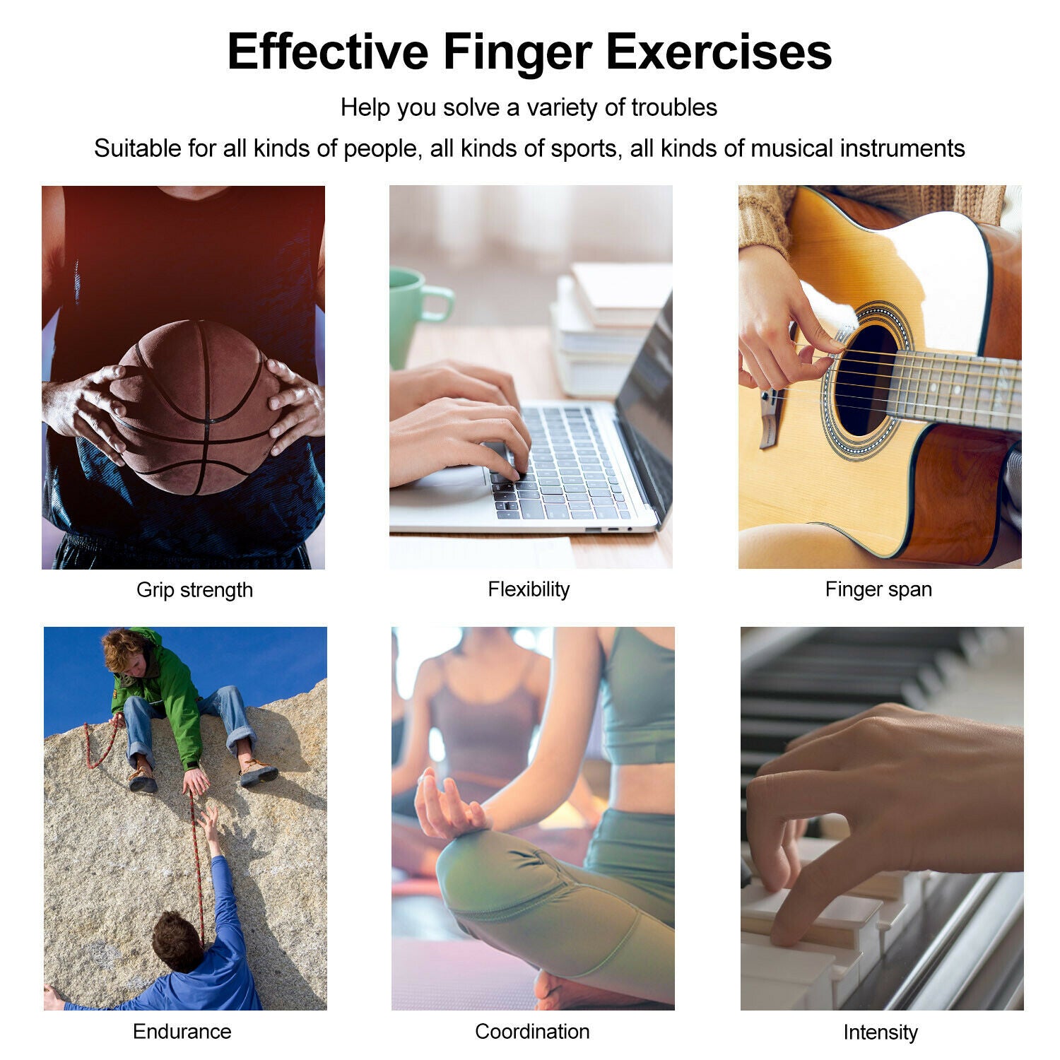 Hand Grip Strengthener Improve Dexterity Strength in Fingers, Hands, Forearms