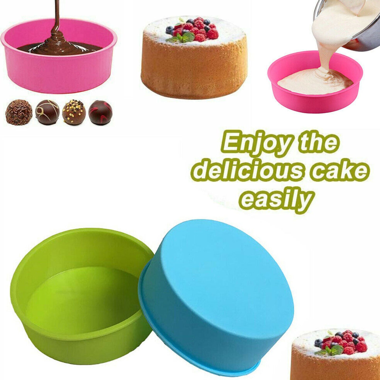 8 Inch Round Silicone Non-stick Cake Pan Bread Baking Mould Tray For Kitchen