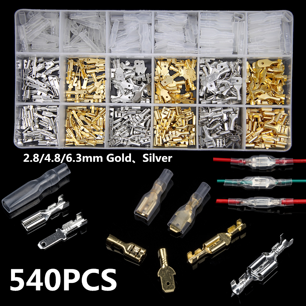 540PCS Assortment 2.8/4.8/6.3mm Spade Terminals Wire Crimp Male Female Connector