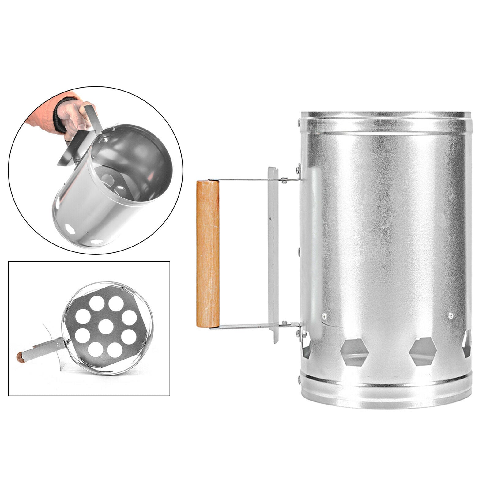 Chimney Starter BBQ Fire Lighter Burner Barrel Ignition with Handle Outdoor
