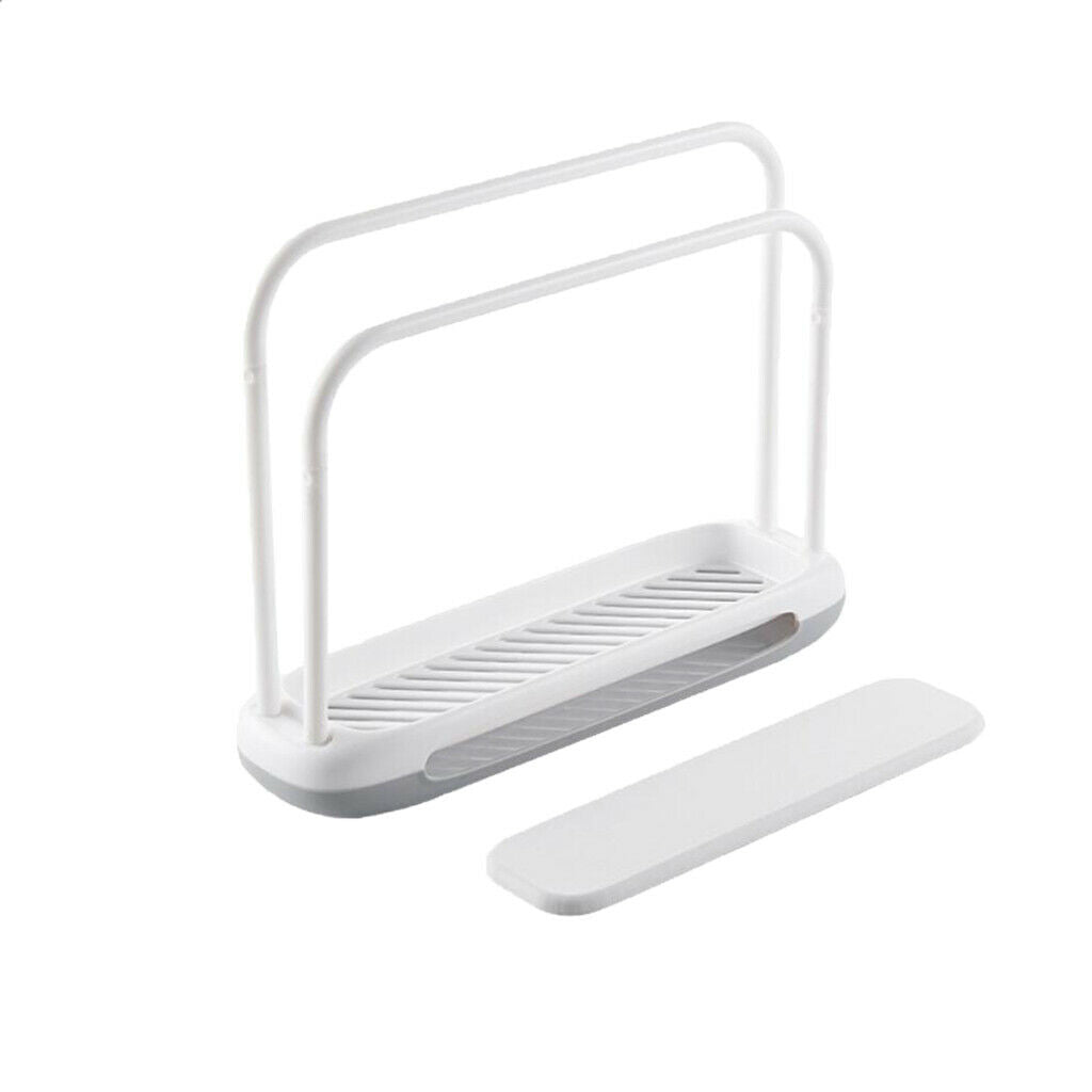 Double Bar Towel Rag Hanger Dishcloth Drying Rack White with Diatom mud