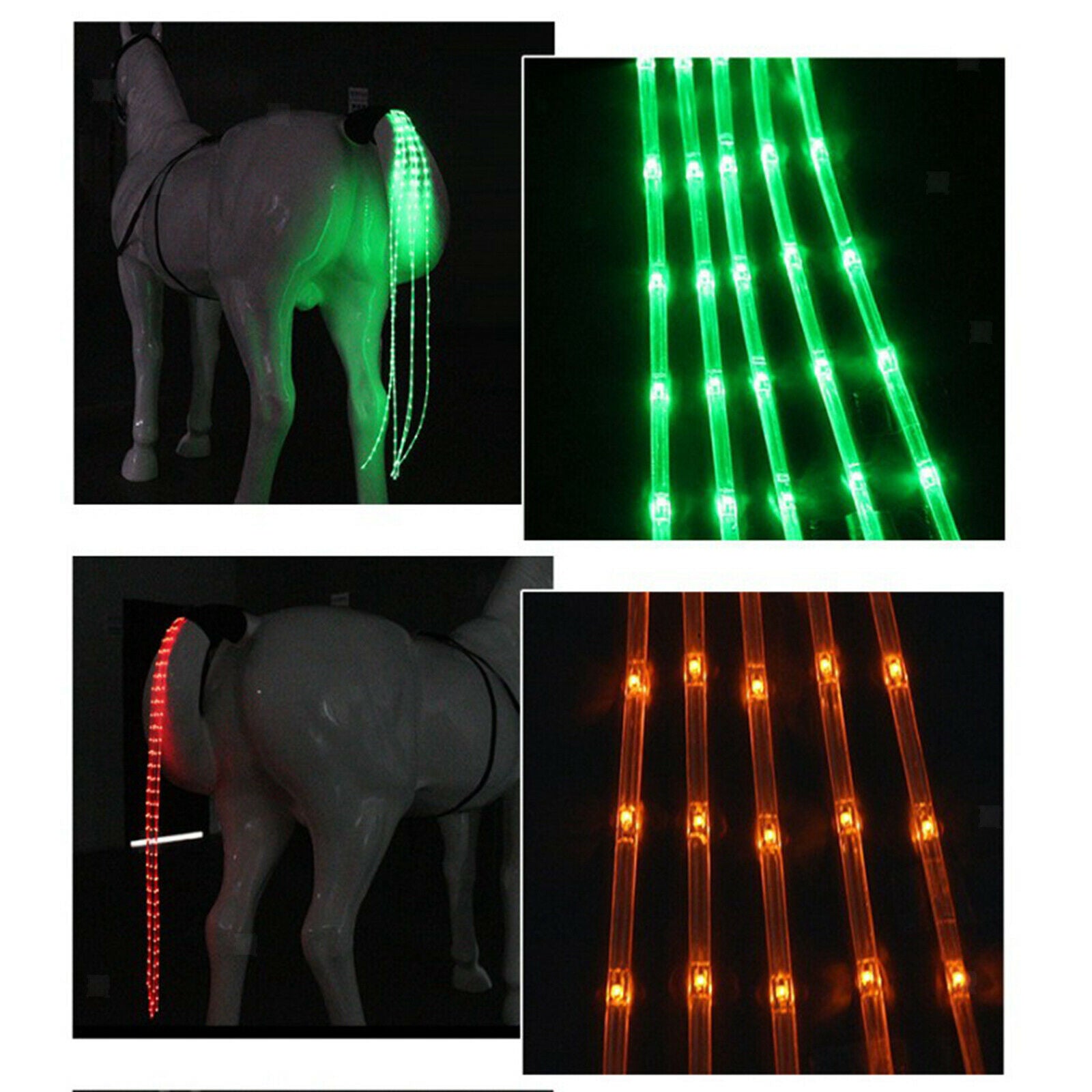 LED Horse Tail Light USB Adjustable Ponytail Lamp Pony Harness Lights Accessory