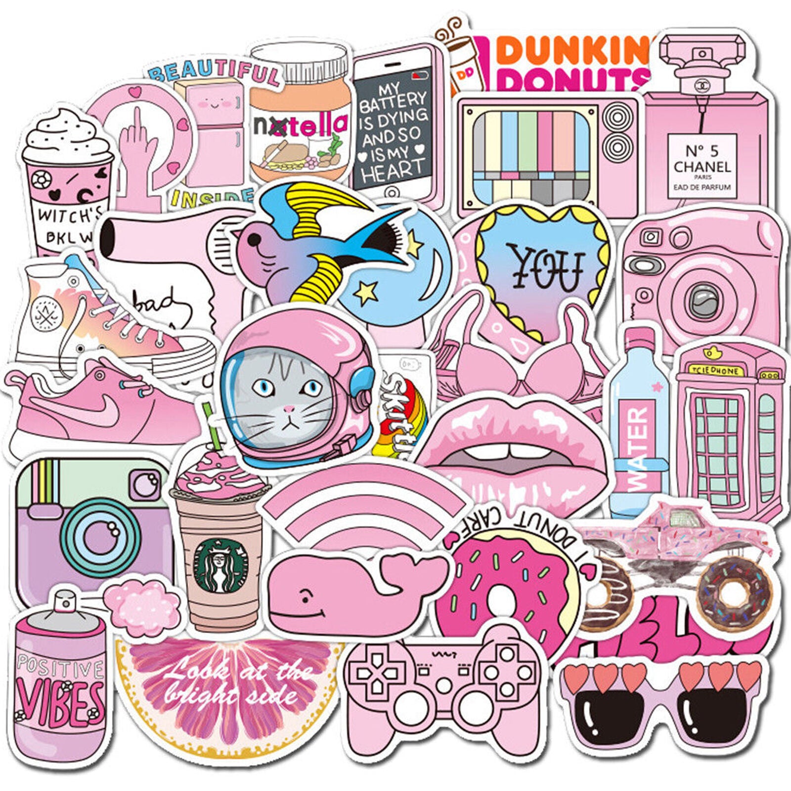 50pcs/lot Anime Cartoon PVC Stickers for Luggage Laptop Skateboard Guitar Decals