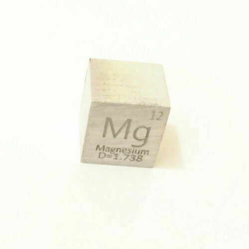 99.99% Pure Magnesium Mg Carved Element Periodic Table 10 mm Cube