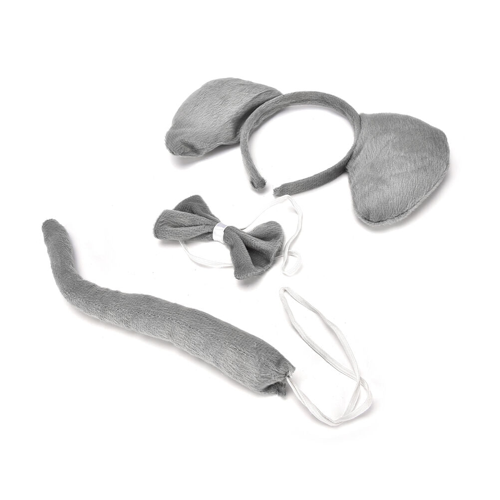 Elephant Animal Set Zoo Farm Jungle Safari Headband Ears Bow Tail Fancy DresDDAU