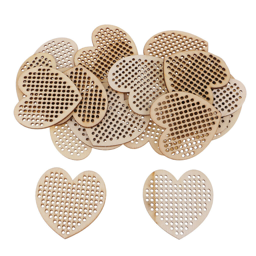 60pcs Wooden Cross Stitch Pendant Hanging Decoration Craft DIY Handmade Gift