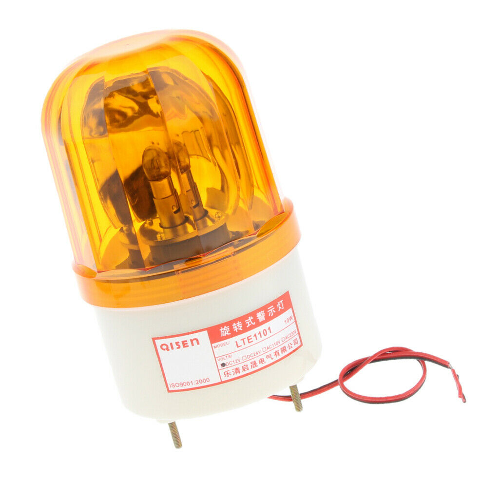 2Pcs DC 12V Yellow Rotating Alarm Lamp Light Warning Light Lamp Exterior Door