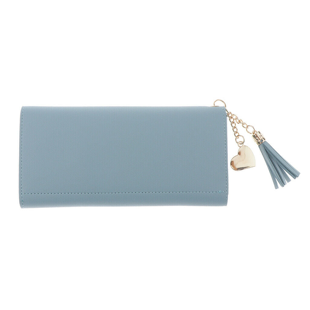 Women's Pu Leather Card Holder Purse Elegant Clutch Wallet Blue