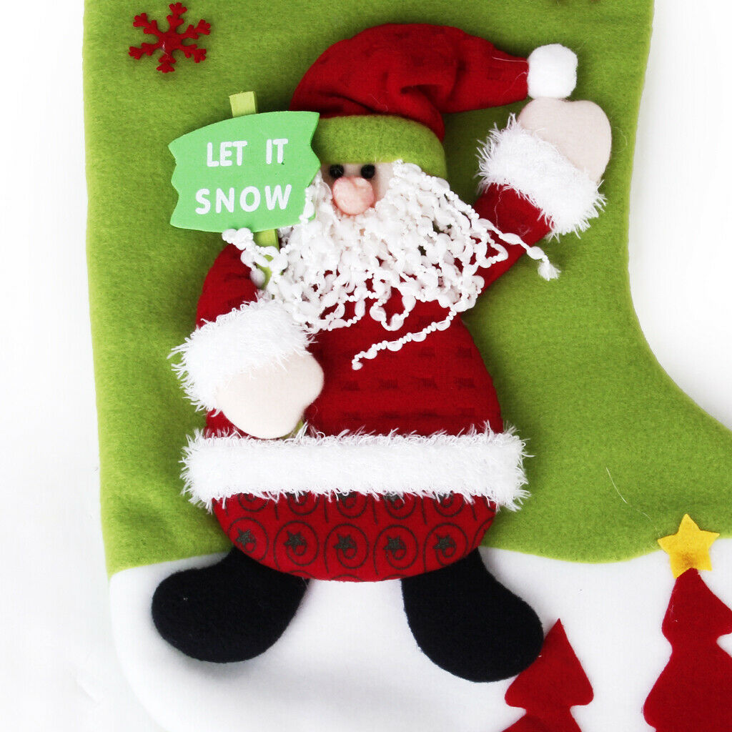 Xmas Holiday Stocking Santa Claus Gift Bag Hanging Sock Indoor