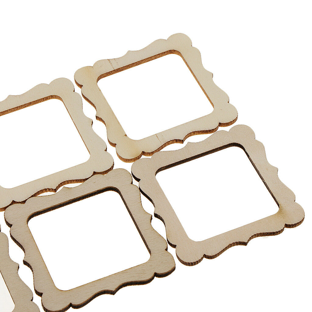 20pcs Wooden Frame Shapes Decor Craft Scrapbook MDF Wood Gift Embellishments