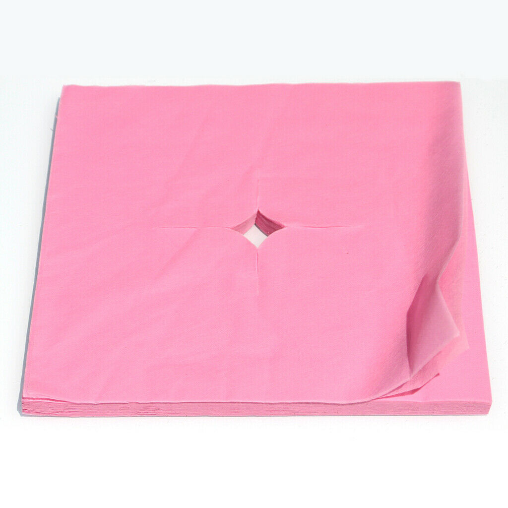 200 Pcs Disposable Massage Face Cushion Headrest Cradle Cotton Cover Pink