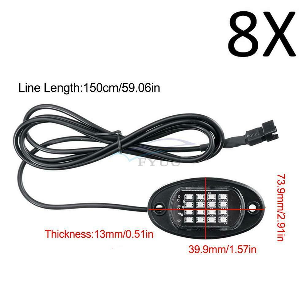 8PCS Underbody RGB LED Neon Light Atmosphere Bluetooth App Dual Remote Control