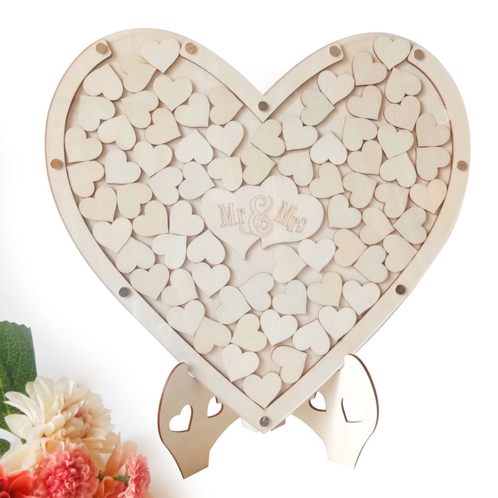 Wooden Wedding Guest Book Boxwood Drop Box Frame Signature Wishes Decoration