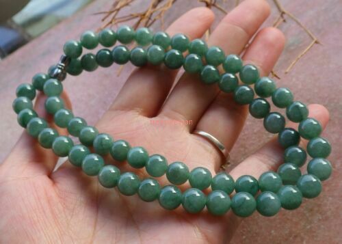 1pcs Green Certified Burma A JADE Jadeite beads Necklace 8mm 20 inches