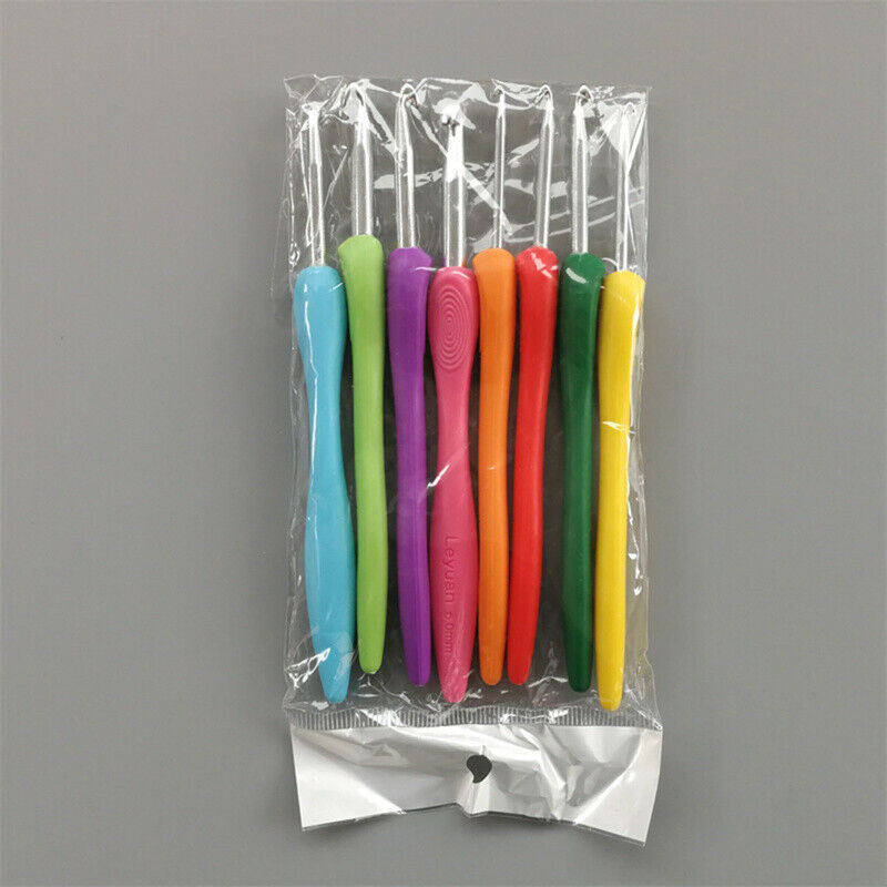 8pcs/set  2.5-6.0mm Aluminum Crochet Needles Cushioned Handles Knitting NeedFCA