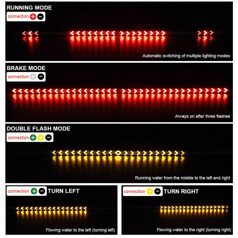 40" LED Truck Tailgate Light Bar Strip Reverse Brake Tail Flowing Turn Signal