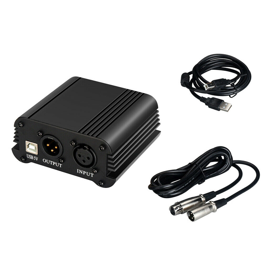 48V Phantom Power Supply for Condenser Microphone Mic Audio Studio Recording