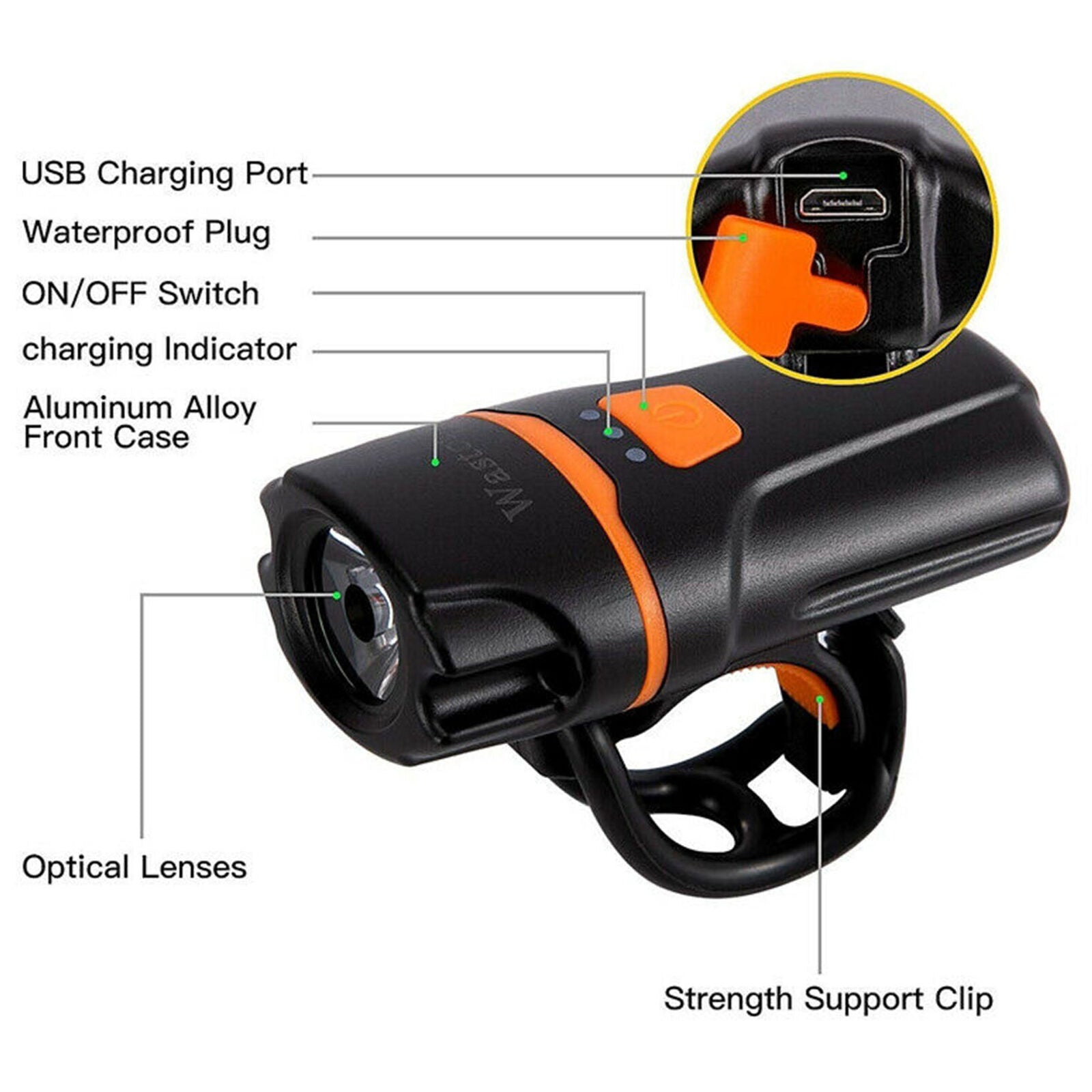 1200 Lumens Bicycle Light Bike Headlight LED USB Rechargeable IPX6