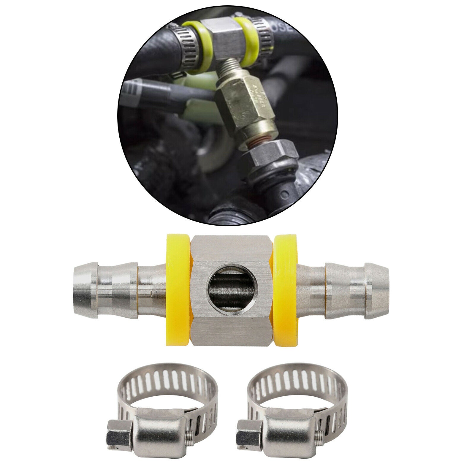 3/8" Car Fuel Line Fuel Pressure Barbed Push Lock Gauge T-Fitting Adapter