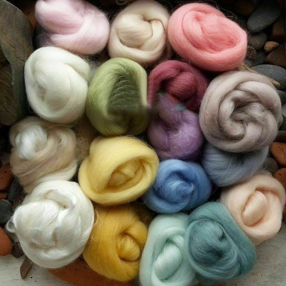 17Colors Wool Yarn Roving Fibre Hand Spinning DIY Craft for Needle Felting