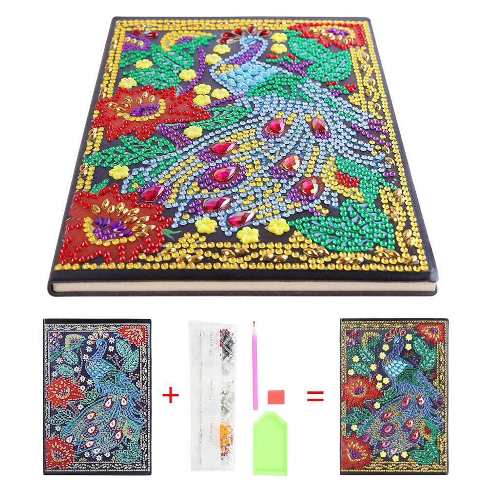 DIY Peafowl Special Shaped Diamond Painting 50 Pages Sketchbook A5 Notebook @