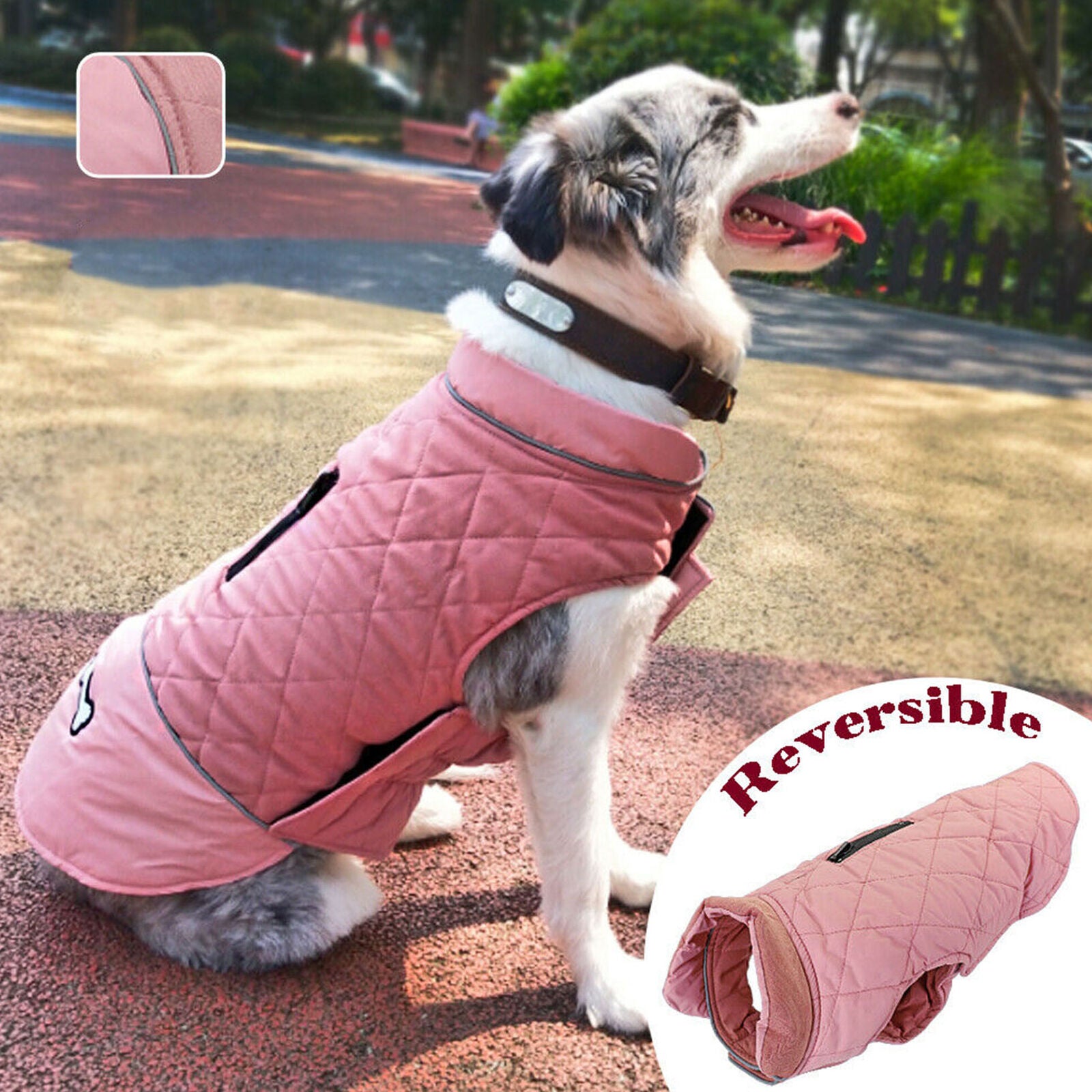 Small Dog Coat for Winter Waterproof Pet Clothes Medium Reflective Jacket Pink