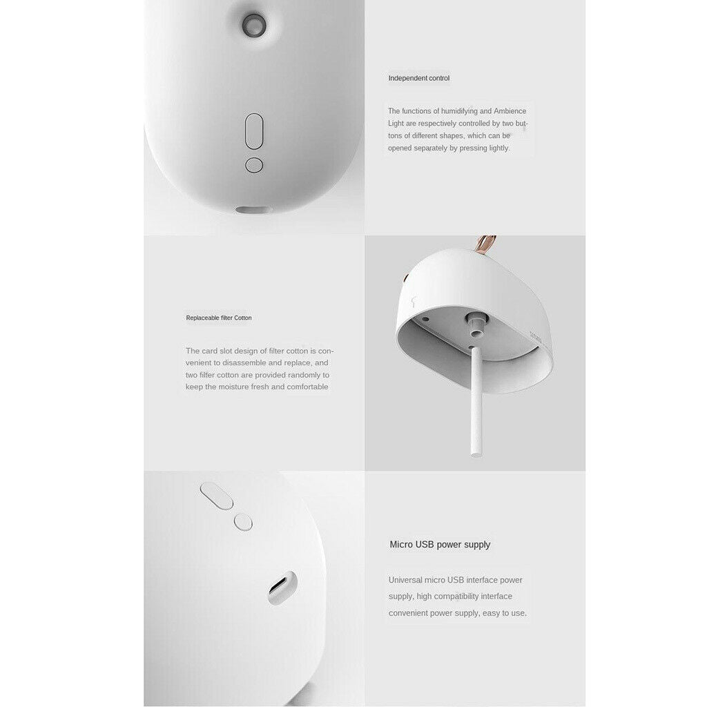 Deer USB Mini Humidifier Steamer with LED Night Light for Baby Kids Office