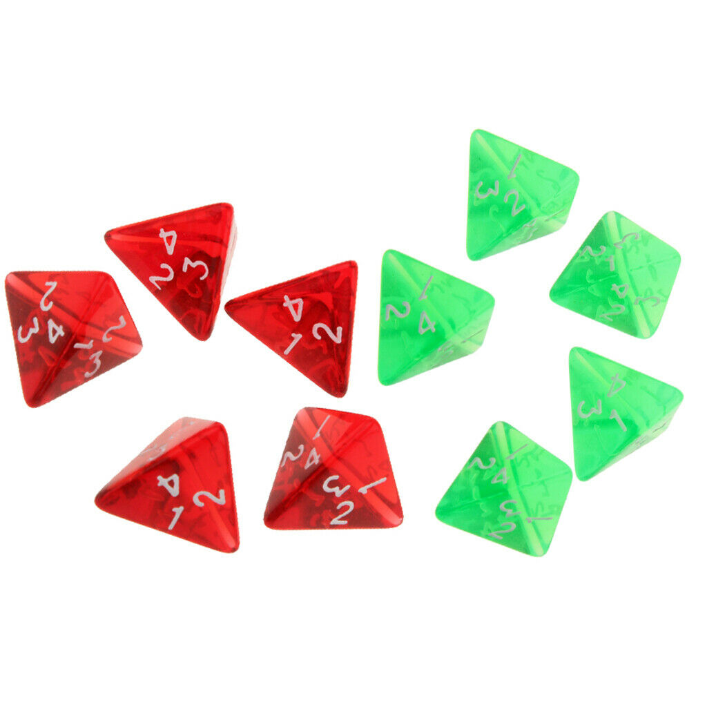 10 Pieces Gem Dices Four-sided Dice Polyhedral Dice Family Set for TRPG Cup