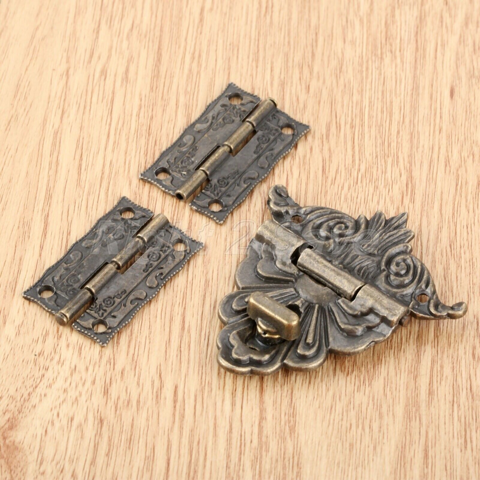 European Style Chest Suitcase Jewelry Box Latch Clasps Trinket With 2pcs Hinges