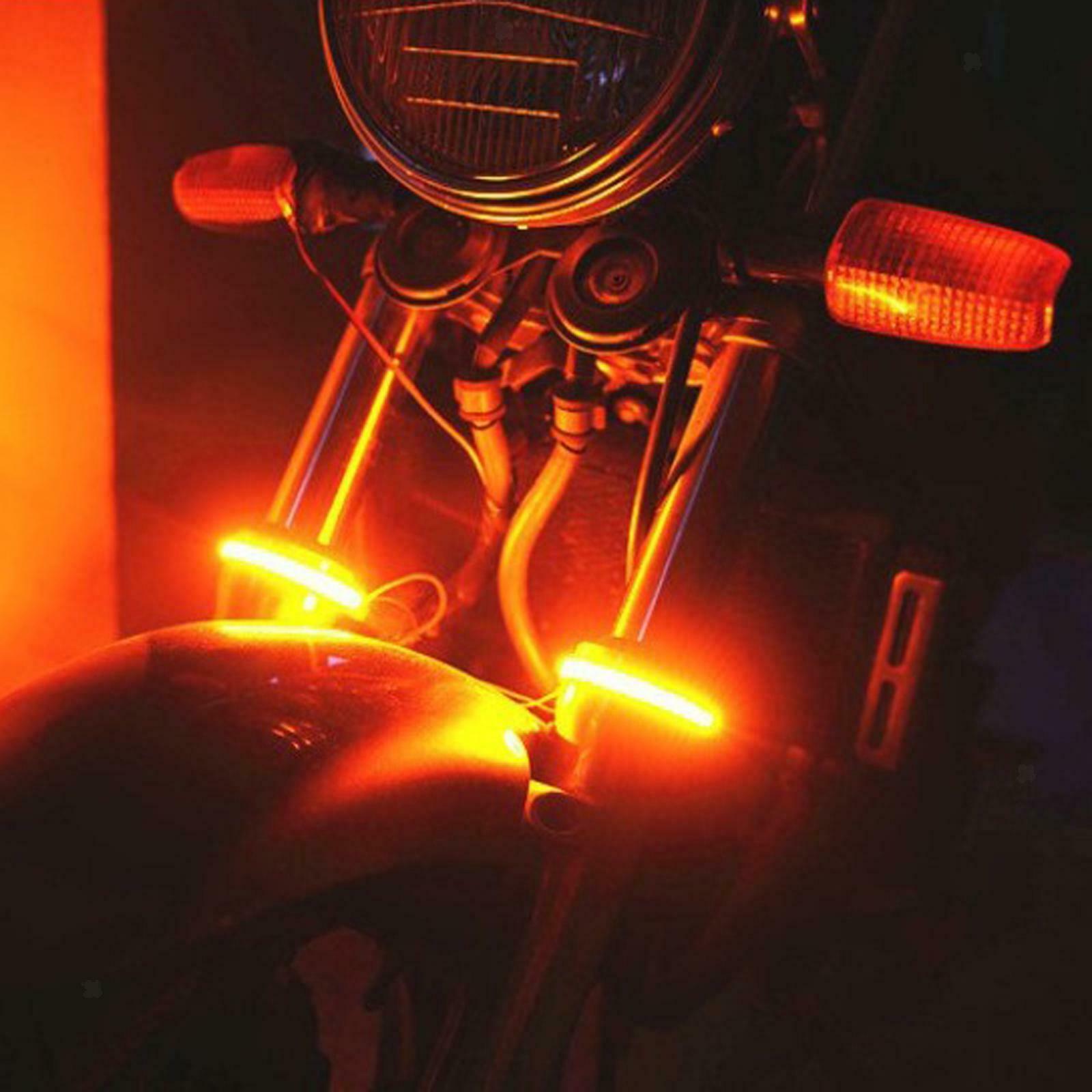 2x LED Motorbike Flexible Turn Signal Amber Brake Tail Light for Kawasaki