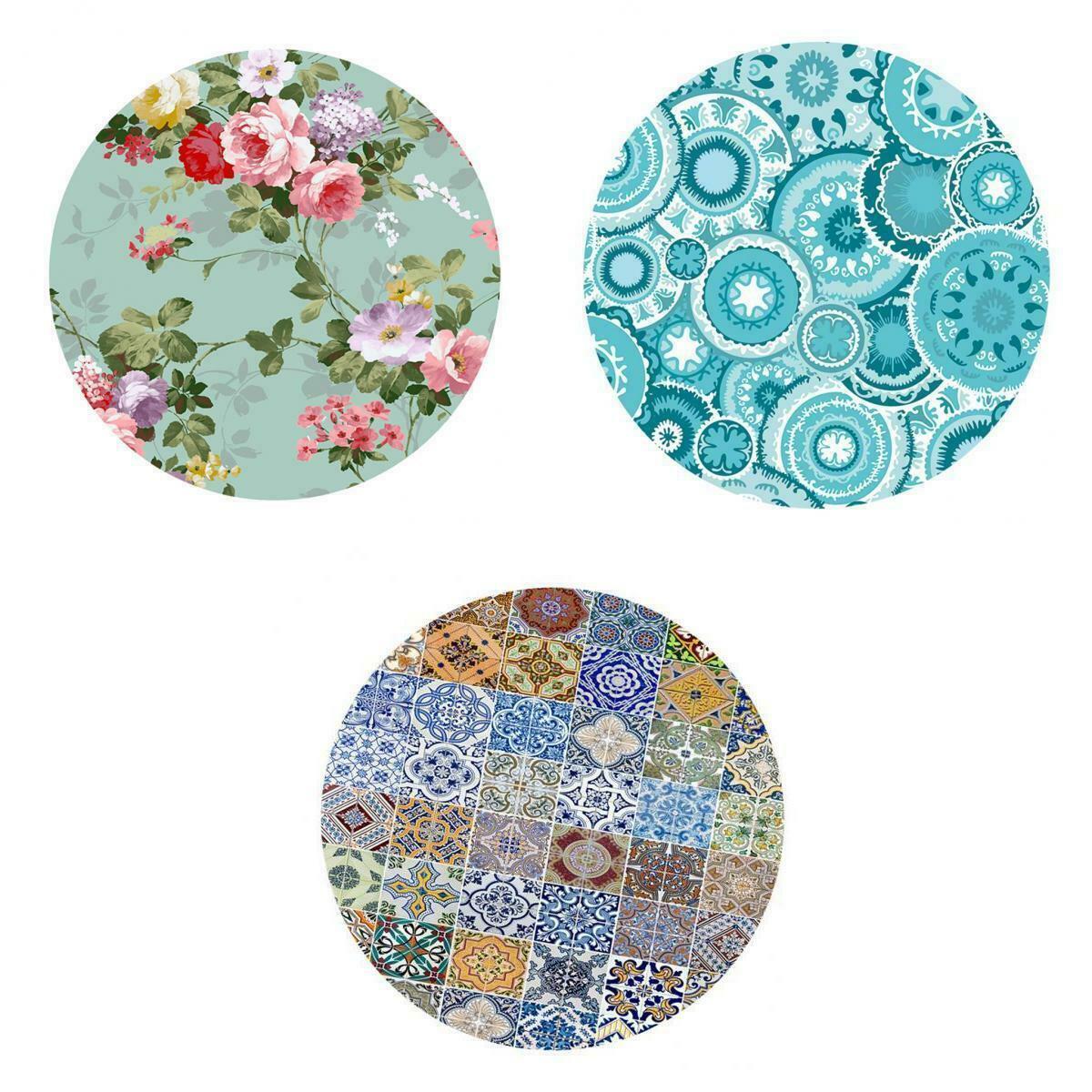 Set of 3 Non-Slip Vinyl Tablecloth Washable Round Dinner Party 48/60'' #1