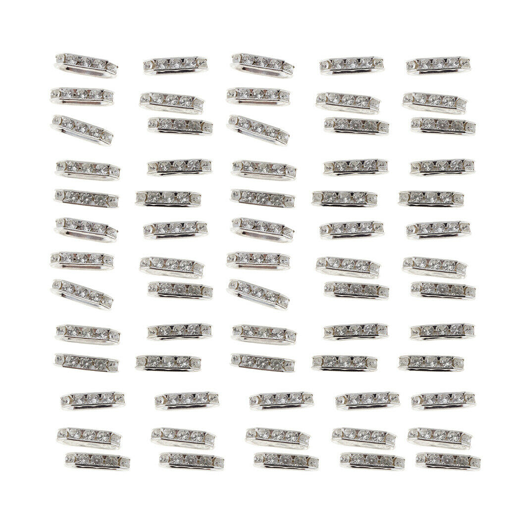100Pcs Rhinestone 3 Holes Spacer Beads Charms Beads For Choker Bracelet Necklace