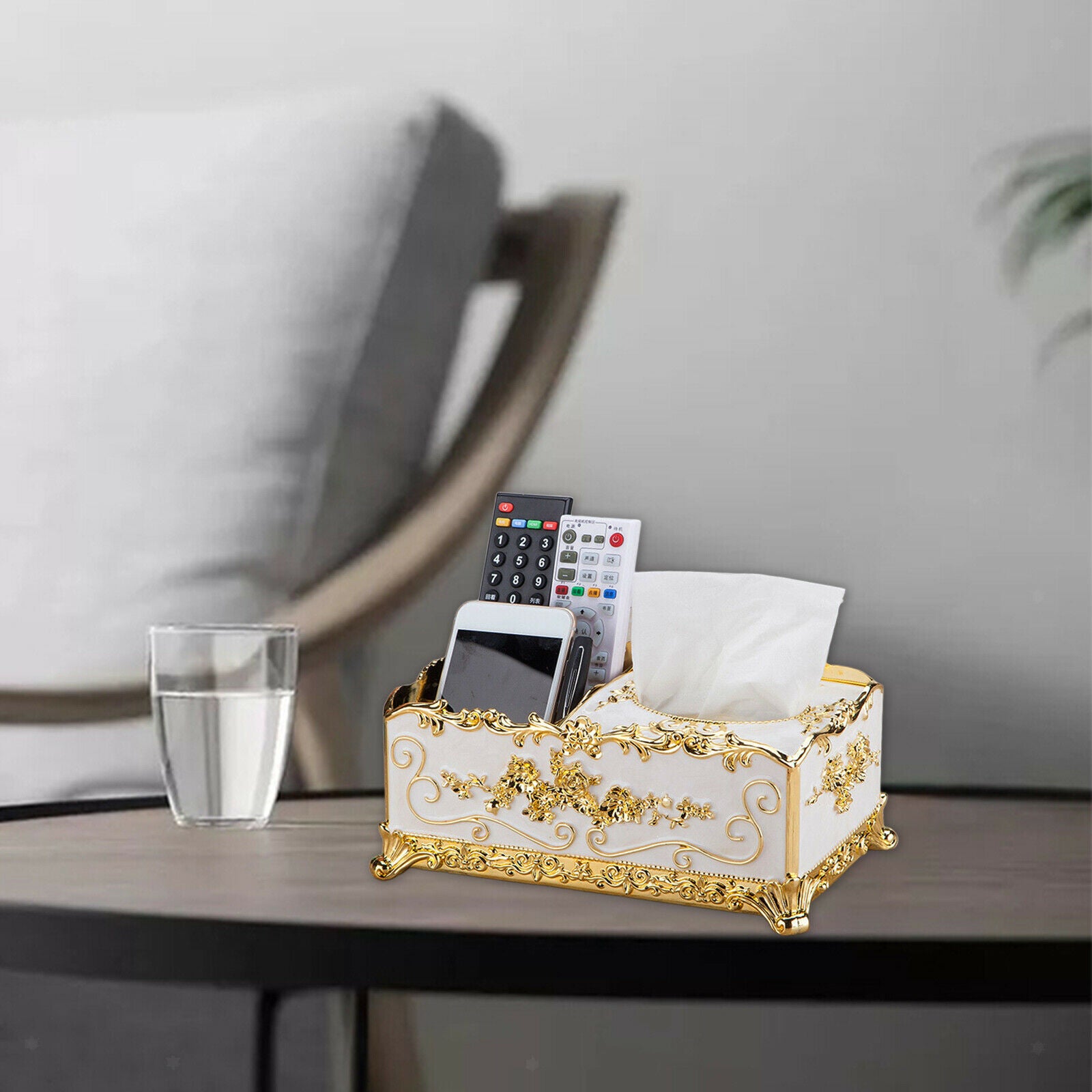 Tissue Box Cover Home Napkin Paper Case Living Room Remote Controller Holder