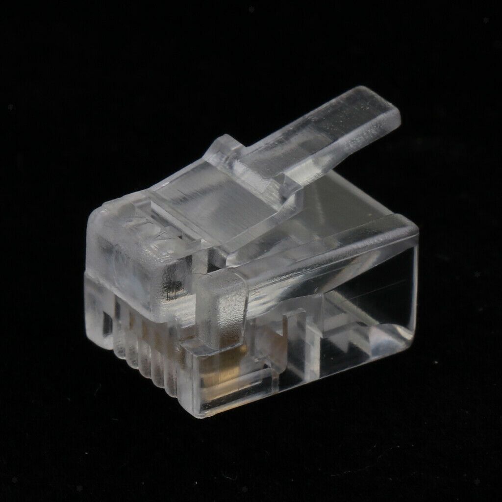 100Pcs/lot RJ11 6P4C Phone Crimp Plugs Connectors Ends for Telephone Fax