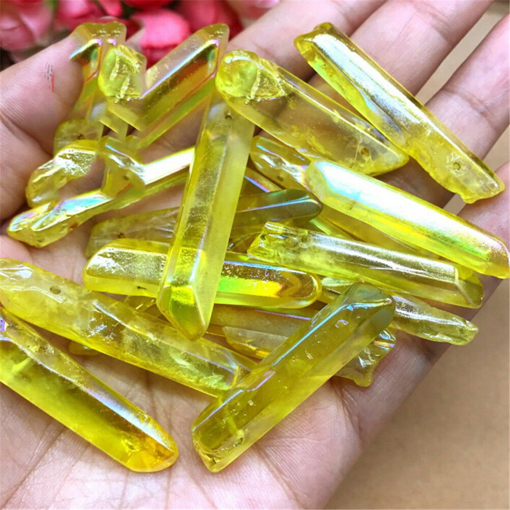 1PC Yellow Natural Quartz Crystal Stones Point Healing Treatment Stone Dec.l8