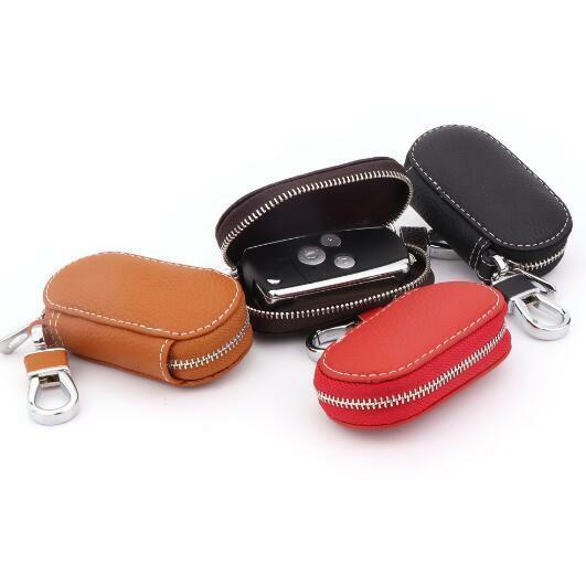 1x Universal PU Leather Auto Car Truck Smart Remote Key Holder Fob Bag Case Red