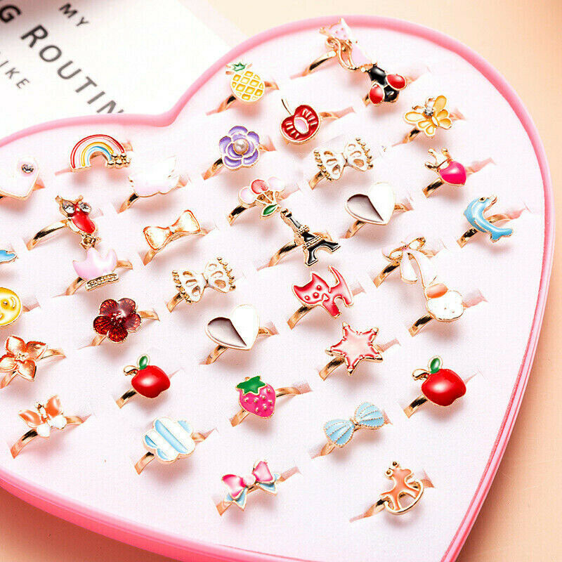 20 pc Alloy Cartoon Rings Adjustable Colorful Lovely Party Favors Toys for Kids