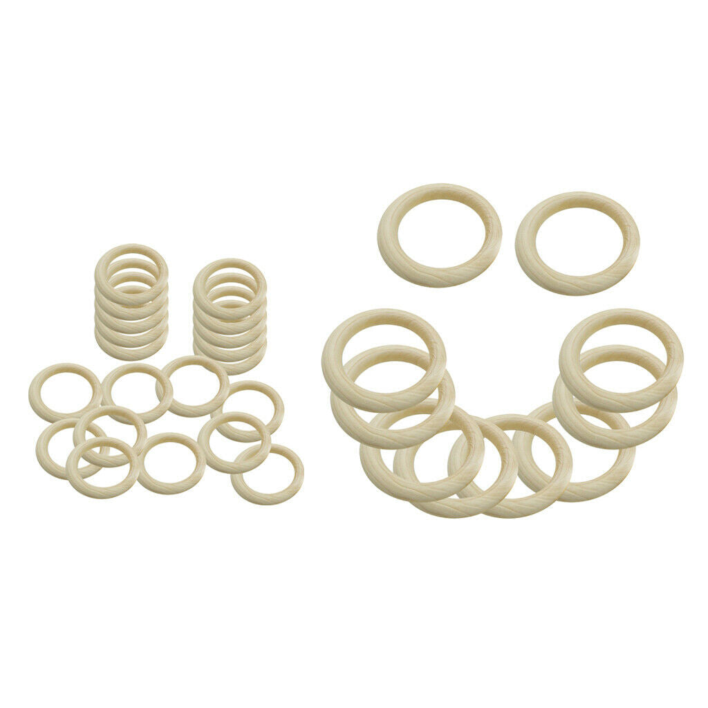 30Pcs Natural Wood Rings Unfinished Wooden Rings DIY Maple Teething Ring Craft