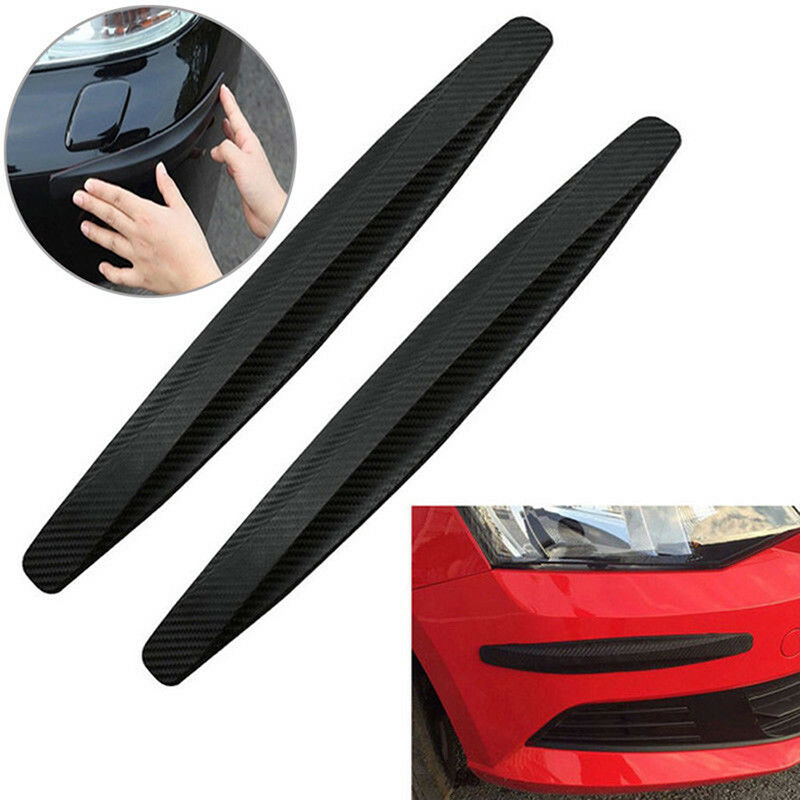 2 Black Carbon Fiber Texture Anti-rub Protecto Car SUV Bumper Edge Guard Stri Tt