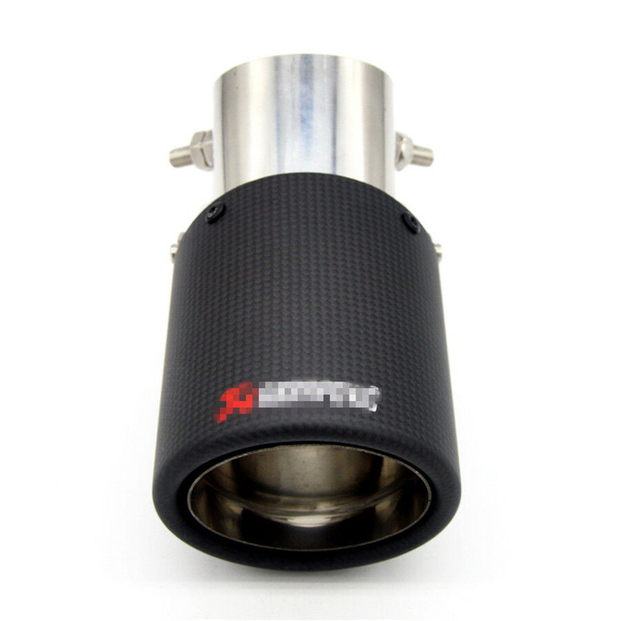 1x Universal 63mm In 89mm Out Carbon Fiber Look Car Exhaust Pipe Muffler End Tip