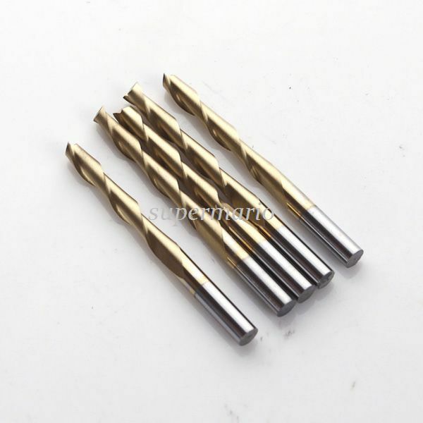 10x 1/8'' Titanium Nitride Coated Carbide CNC Double Two Flute Router Bits 22mm