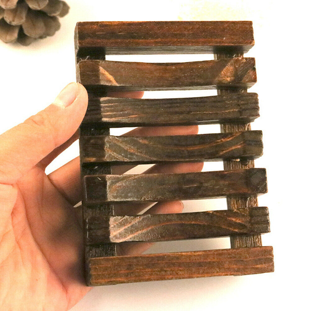 Wood Soap Dish Shelf Cotton Linen Foaming Net Bag Soap Drain Tray Box Container