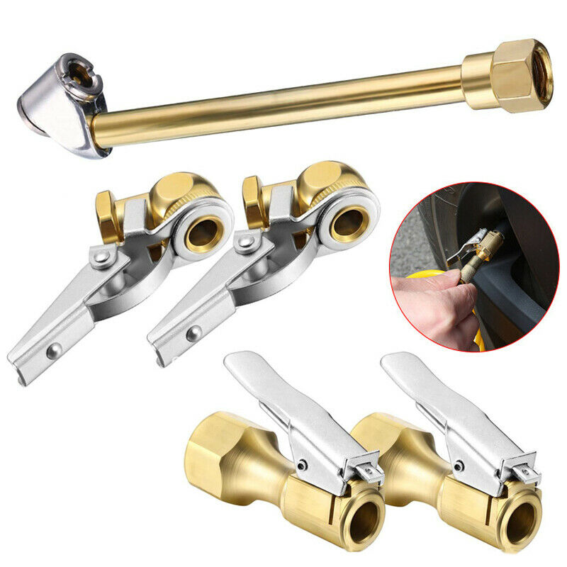 5PC/set Cylinder Brass Clip-on Straight Tire Tyre Inflater Air Clamp 1/4'' NPT