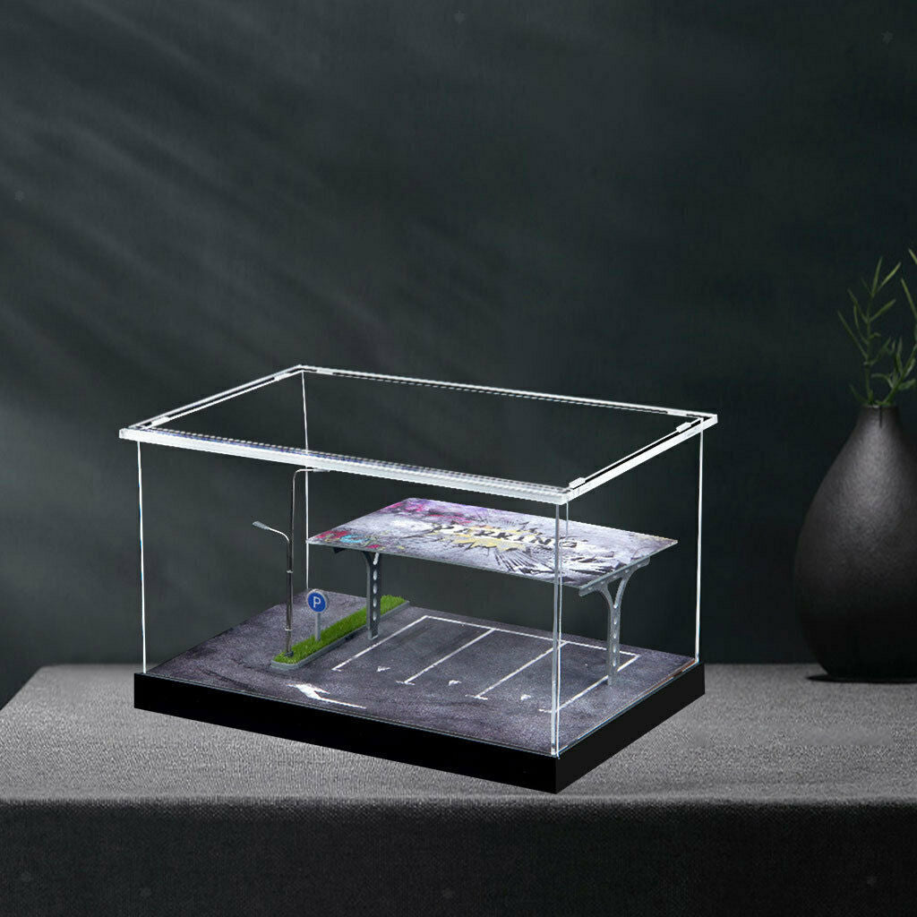 1:64 Scale Simulation Parking Lot Scene with LED Lights Decor Countertop