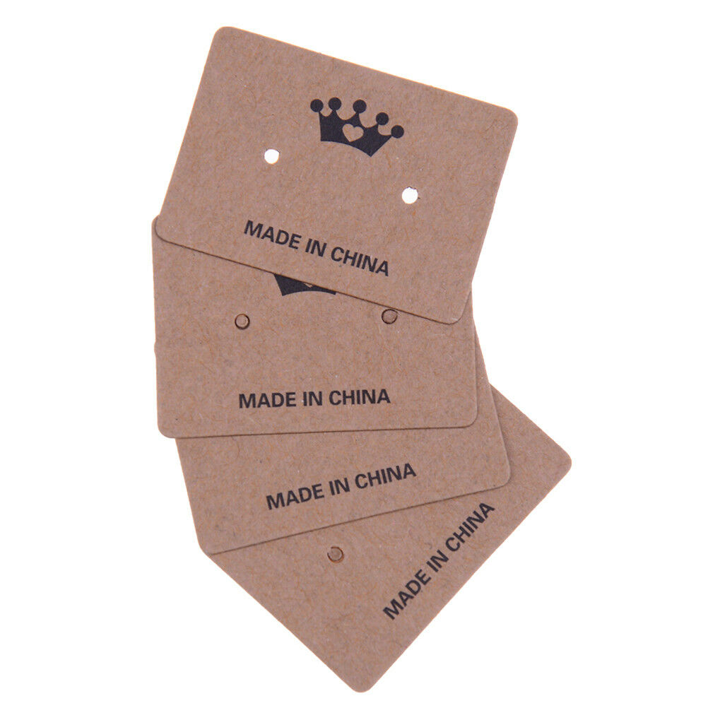 100x kraft paper earring hanging card jewelry display ear studs holder pac.l8