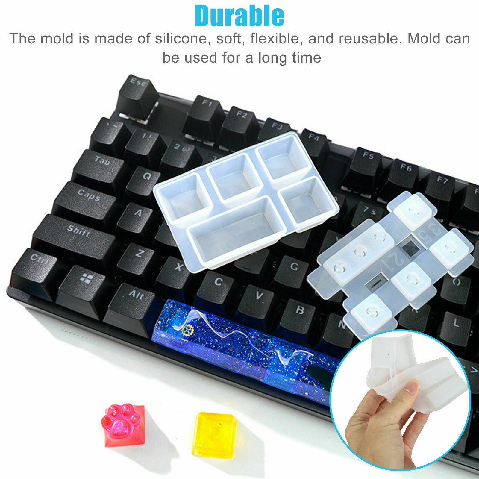 13Pcs Key Cap Silicone Molds Kit Keyboard Decor Moulds DIY Epoxy Craft Handmade