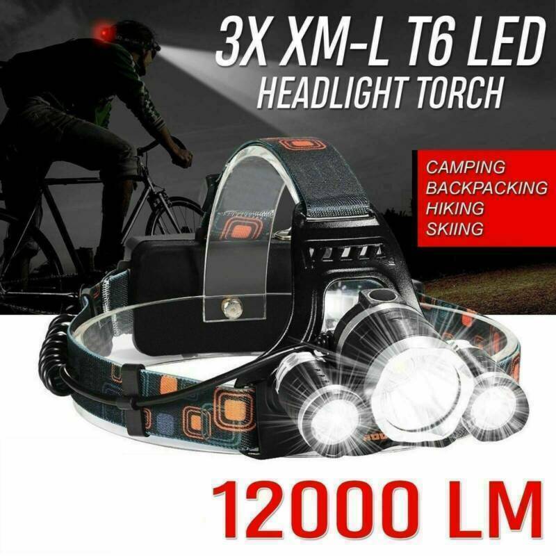900000Lumens T6 LED Zoomable Headlamp Rechargeable Headlight Head Light US