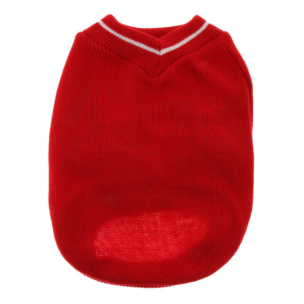 Pet Dog Knitted Sweater Winter Warm Puppy Clothes Dog Costume Red M